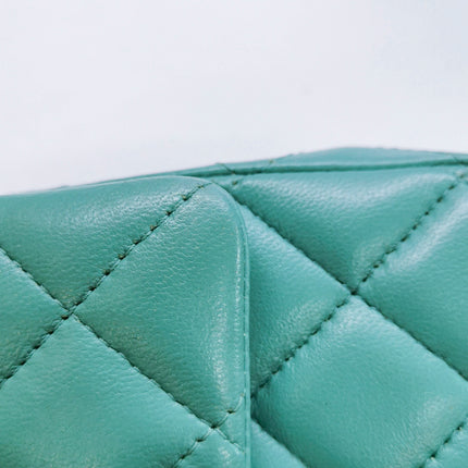 Chanel Classic Flap Mini Turquoise Blue Lambskin Leather Gold Hardware