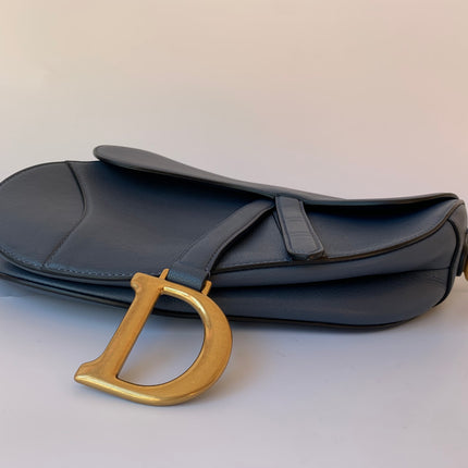 Sold Dior Saddle Blue Grey Medium Leather Handbag