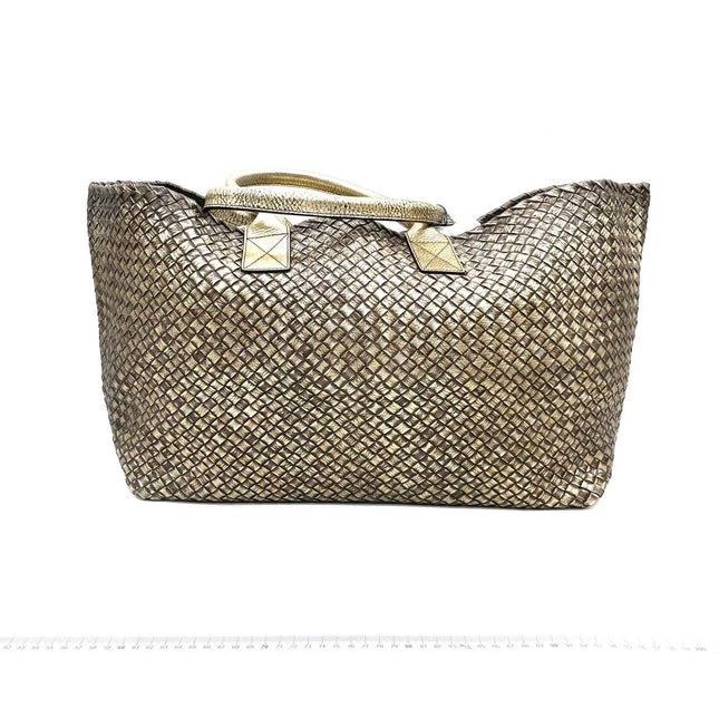 Bottega Veneta Cabat Large Intreccio Deerskin Leather Tote Bag Gold