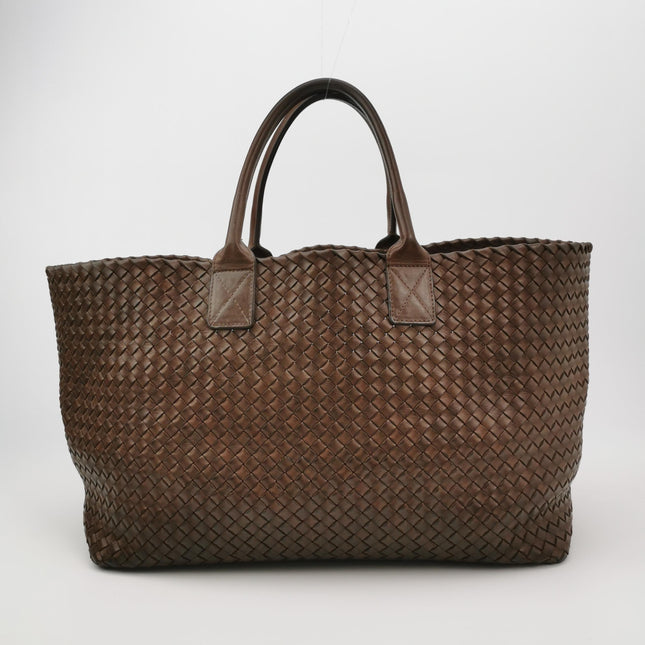 Bottega Veneta Cabat Tote Intreccio Leather Dark Chocolate Brown 44cm