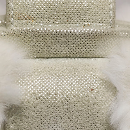 Chanel White Rabbit Fur Kiss Lock Clutch Chain Bag