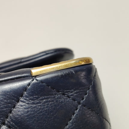 Chanel Rock The Corner Mini Flap Bag Navy Calfskin Leather Gold Hardware Corners 2017-18