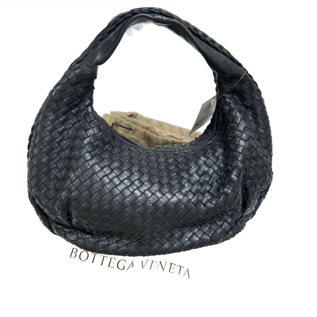 Sold Bottega Veneta Black Belly Hobo Intrecciato Nappa Leather Handbag-Luxbags