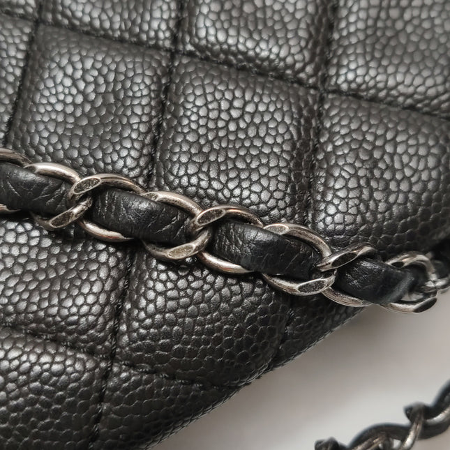 Chanel Now and Forever Large Jumbo Flap Bag Black Lambskin Silver Hardware