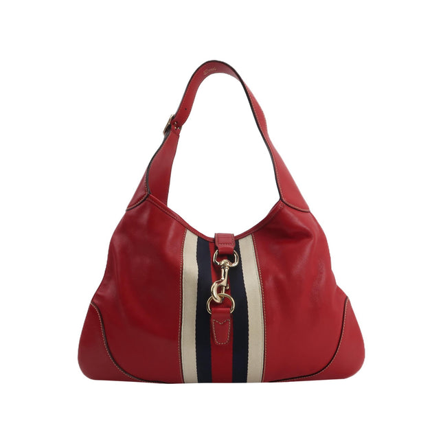 Gucci Jackie Vintage Bouvier Hobo Red Leather with Web Accent