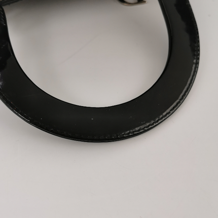 Lady Dior Medium Black Patent Leather Handbag with Silver Hardware