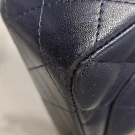 Chanel Classic Flap Mini Rectangular Navy Lambskin Leather Gold Hardware Microchip