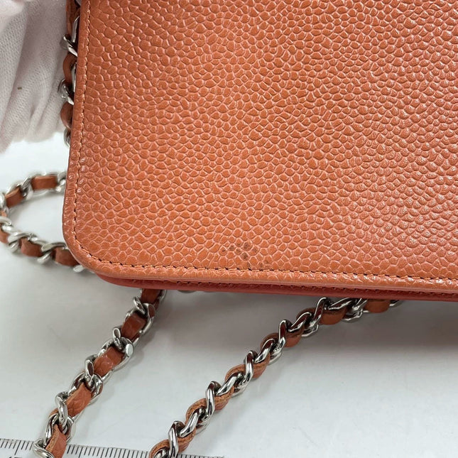 Sold Chanel Wallet on Chain WOC Double CC Orange Caviar Leather