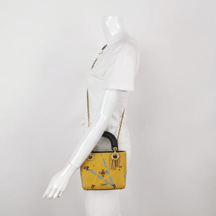 Lady Dior Mini Limited Edition Yellow Star and Bee Beaded Handbag 2017