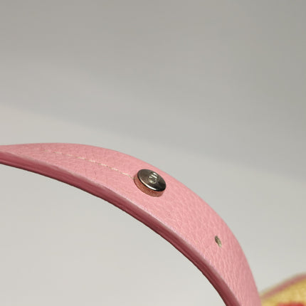 Dior Wicker Boston Bag Floral Embroidery Pink Leather