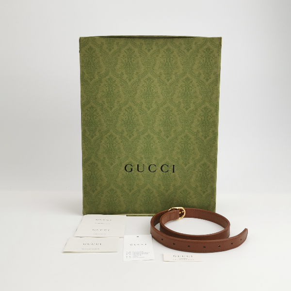 Sold Gucci Jackie 1961 Small Handbag in Blue Monogram Denim and Brown Leather