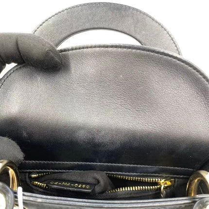 Lady Dior Mini Black Calfskin Leather with Multicolor Crystals Gold Hardware