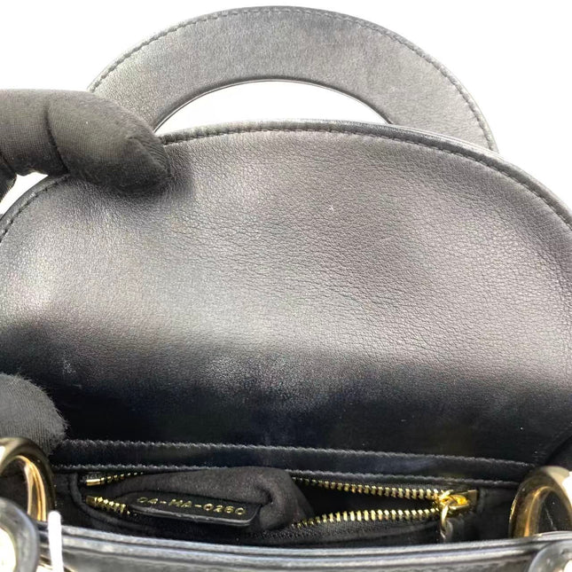 Lady Dior Mini Black Calfskin Leather with Multicolor Crystals Gold Hardware