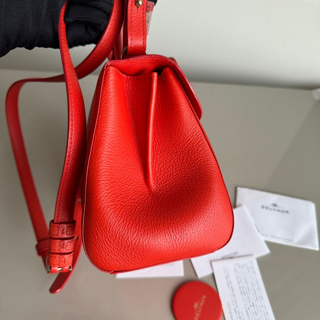 Sold Delvaux Brilliant Mini Bright Red Calfskin Leather Crossbody Bag