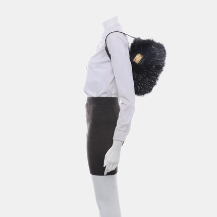 Sold Fendi Baguette Black Furry Pink Interior Shoulder Bag