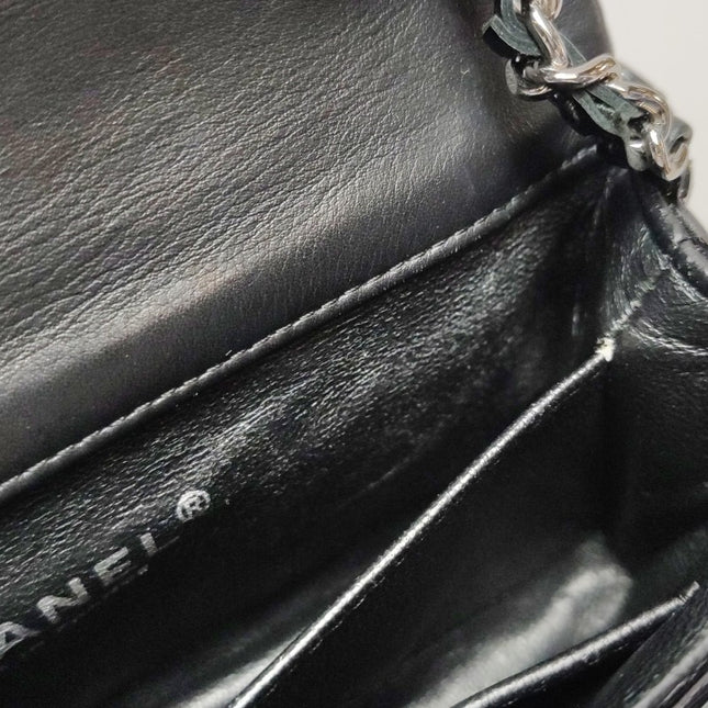 Sold Chanel Classic Flap Rectangular Super Mini Black Patent Leather Silver Hardware