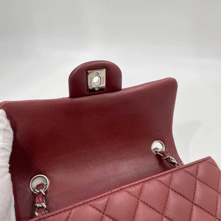 Chanel Classic Flap Rectangular Mini Burgundy Lambskin Silver HW, 2019