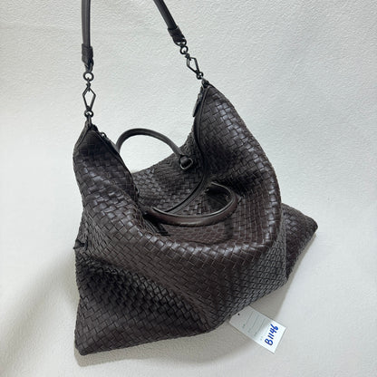 Bottega Veneta Maxi Convertible Tote Bag Dark Chocolate Brown Leather Two-way Carry 50cm-Luxbags