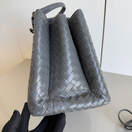 Bottega Veneta Roma Handbag Intrecciato Nappa Leather Grey Small 30cm