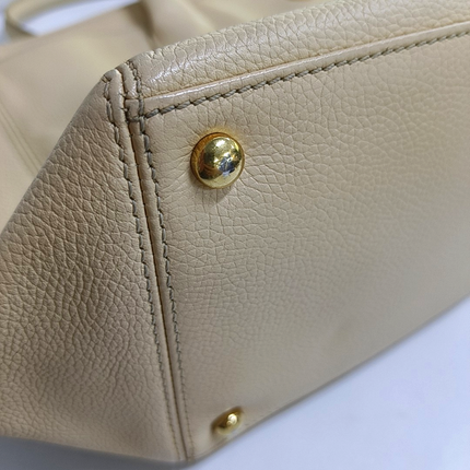 Chanel Cerf Executive Medium Beige Leather Handbag with Strap 35cm