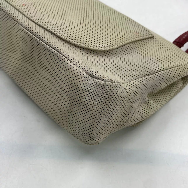 Chanel Vintage Classic Flap Bi-color Beige Perforated Leather and Red Leather Strap Bag, 2000-2002