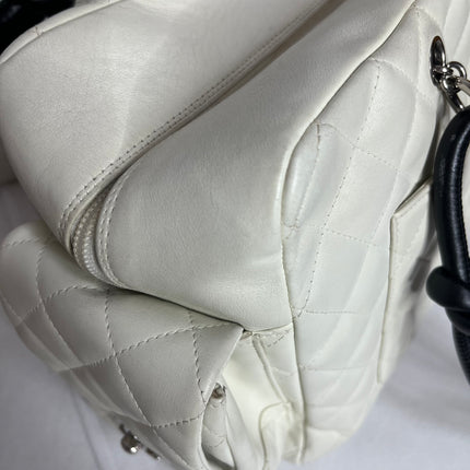 Chanel Cambon Multi-pocket Ligne Reporter Bag Large White Calfskin Leather