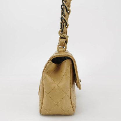 Chanel Classic Flap Vintage Mini Beige Calfskin Bi-color Acrylic Strap Crossbody Bag, 2000-2002