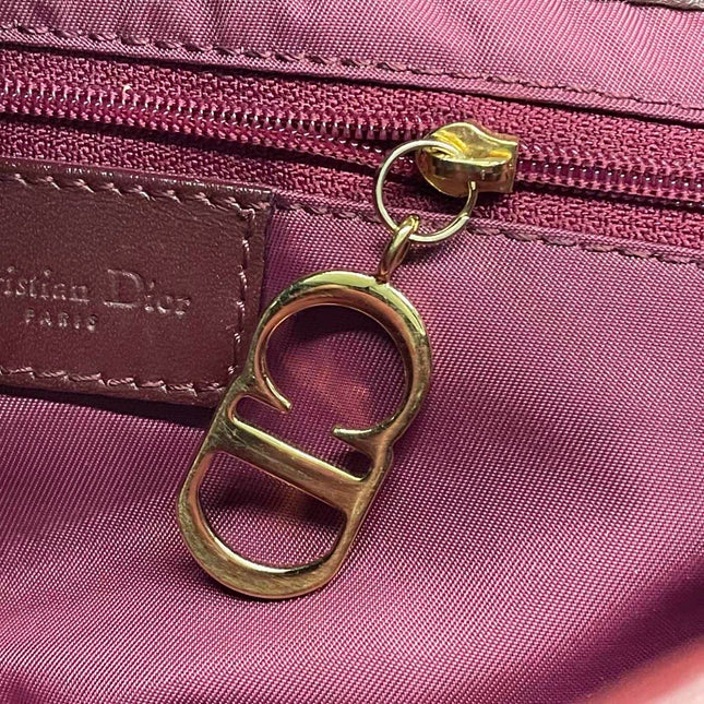 Dior Saddle Vintage Medium Red Burgundy Monogram Oblique Shoulder Bag 2002