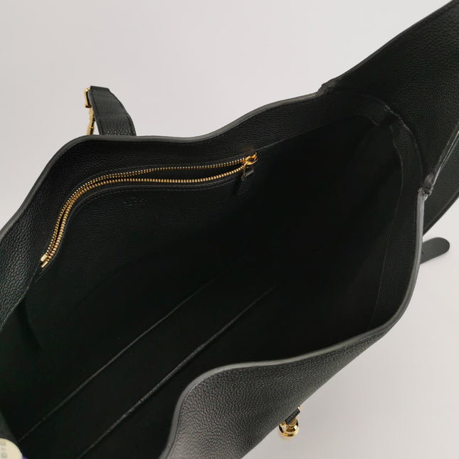 Gucci Jackie 1961 Black Large Pebbled Leather Shoulder Bag with Strap