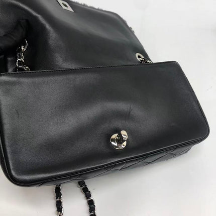 Chanel Medium Flap Bag Shearling and Leather Pop Art N.5 Silver Hardware