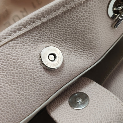 Chanel Deauville Tote Medium Pink Leather Top Handle Leather Chain Straps