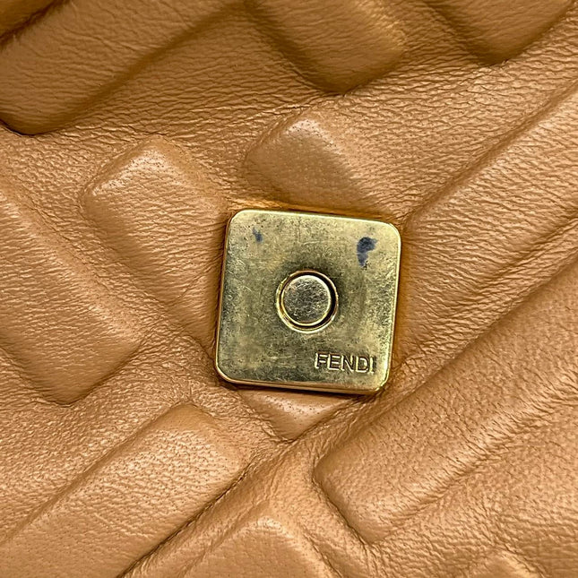 Sold FENDI Baguette Camel Leather 3D FF Motif Crossbody bag