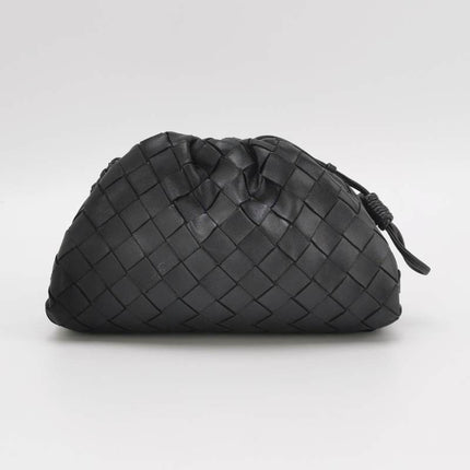 Bottega Veneta Pouch Mini Intrecciato Black Lambskin Leather Crossbody Bag