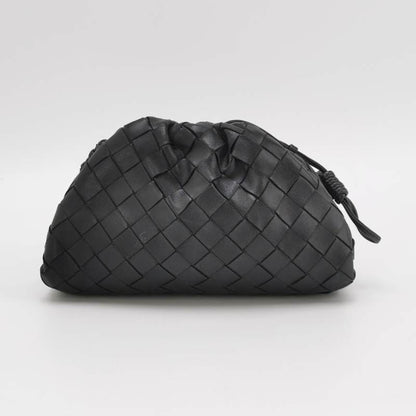 Bottega Veneta Pouch Mini Intrecciato Black Lambskin Leather Crossbody Bag