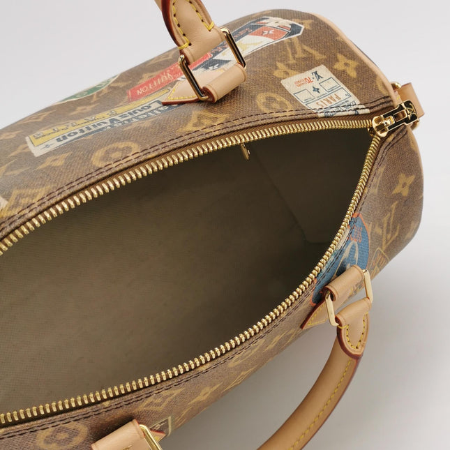Louis Vuitton Speedy 30 Bandouliere Monogram Hotel Labels