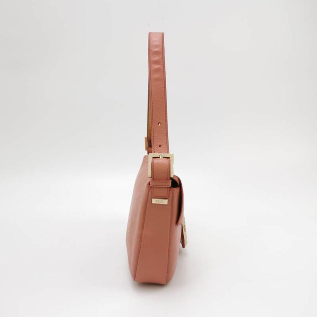 Sold Fendi Baguette Pink Leather with Gold Studded Metal Buckle