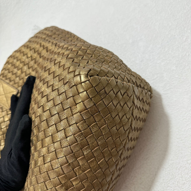Sold Bottega Veneta Cabat Medium Intreccio Leather Tote Bag Gold