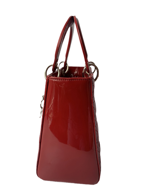 Sold Lady Dior Medium Bag Red Patent Leather