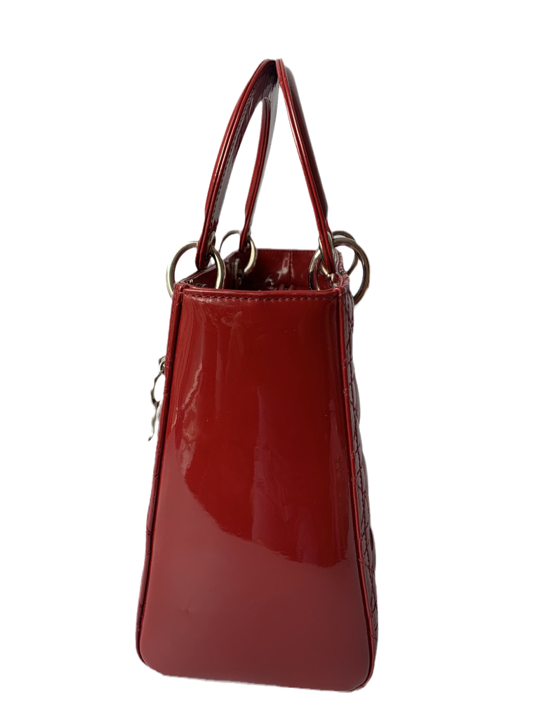 Sold Lady Dior Medium Bag Red Patent Leather