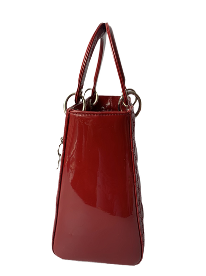 Sold Lady Dior Medium Bag Red Patent Leather