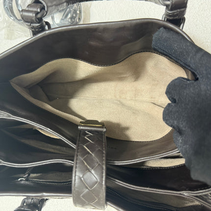 Bottega Veneta Roma Handbag Bag Intrecciato Nappa Leather Chocolate Brown Small 30cm