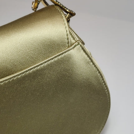 Dior Saddle Mini Silk Handbag Light Gold with crystals