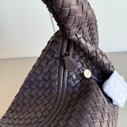Bottega Veneta Veneta Intrecciato Hobo Bag Large Dark Chocolate Brown Lambskin leather 47cm