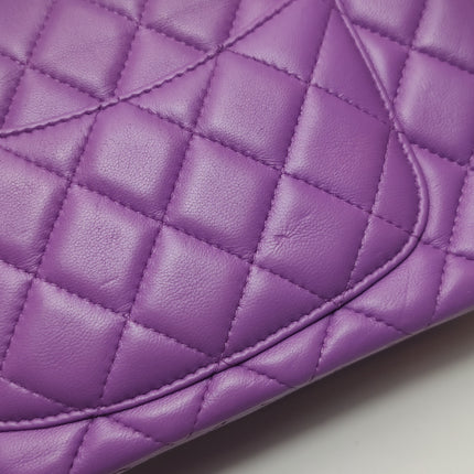 Chanel Classic Flap Mini Purple Lambskin Leather Silver Hardware