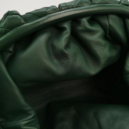 Bottega Veneta Pouch Large Intrecciato Dark Green Calfskin Leather Clutch