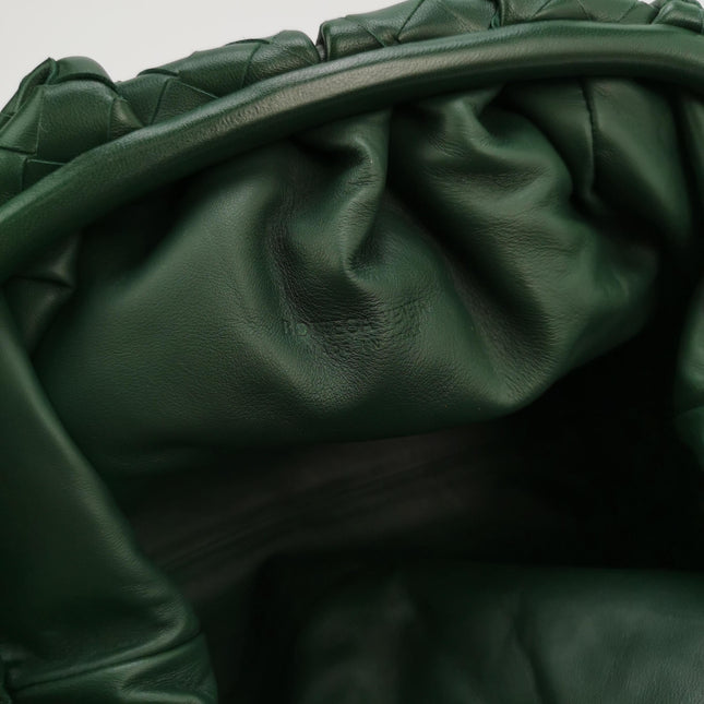 Bottega Veneta Pouch Large Intrecciato Dark Green Calfskin Leather Clutch