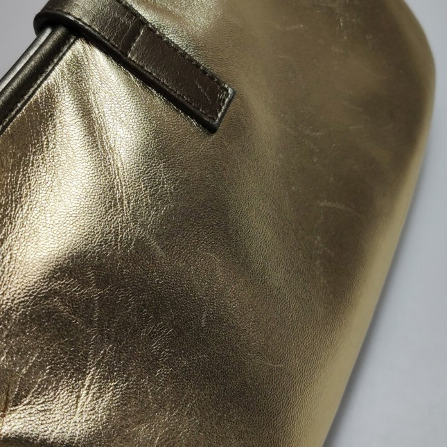 Sold Gucci Jackie Vintage Mini Gold Lambskin Leather Brown Calfskin Leather
