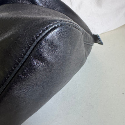 Fendi Mamma Baguette Black Lambskin Leather Green Enamel Buckle