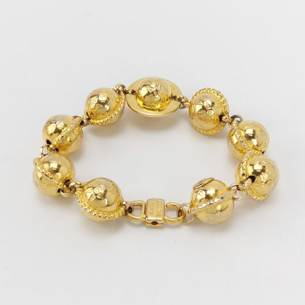 Celine 1990s Gold-tone Triomphe Planet Link Charm Bracelet