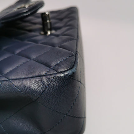 Chanel Classic Flap Mini 2014 Navy Lambskin Leather Silver Hardware